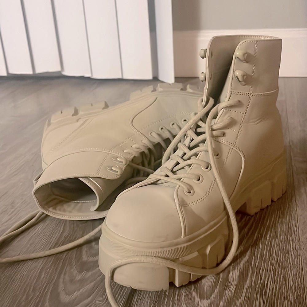 Military style combat boots, thick sole